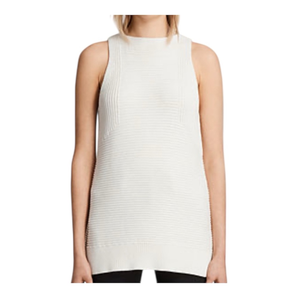 All Saints White Ivory Textured Knit Top Size M